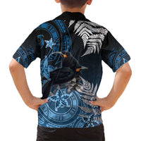 New Zealand Huia Bird Family Matching Tank Maxi Dress and Hawaiian Shirt Aotearoa Maori Pattern LT05 - Polynesian Pride