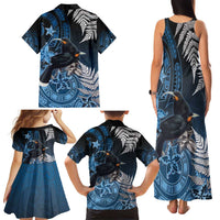 New Zealand Huia Bird Family Matching Tank Maxi Dress and Hawaiian Shirt Aotearoa Maori Pattern LT05 - Polynesian Pride