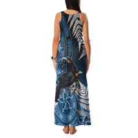 New Zealand Huia Bird Family Matching Tank Maxi Dress and Hawaiian Shirt Aotearoa Maori Pattern LT05 - Polynesian Pride