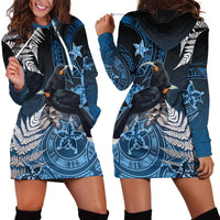 New Zealand Huia Bird Hoodie Dress Aotearoa Maori Pattern