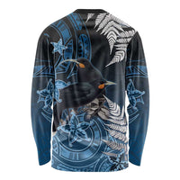 New Zealand Huia Bird Long Sleeve Shirt Aotearoa Maori Pattern
