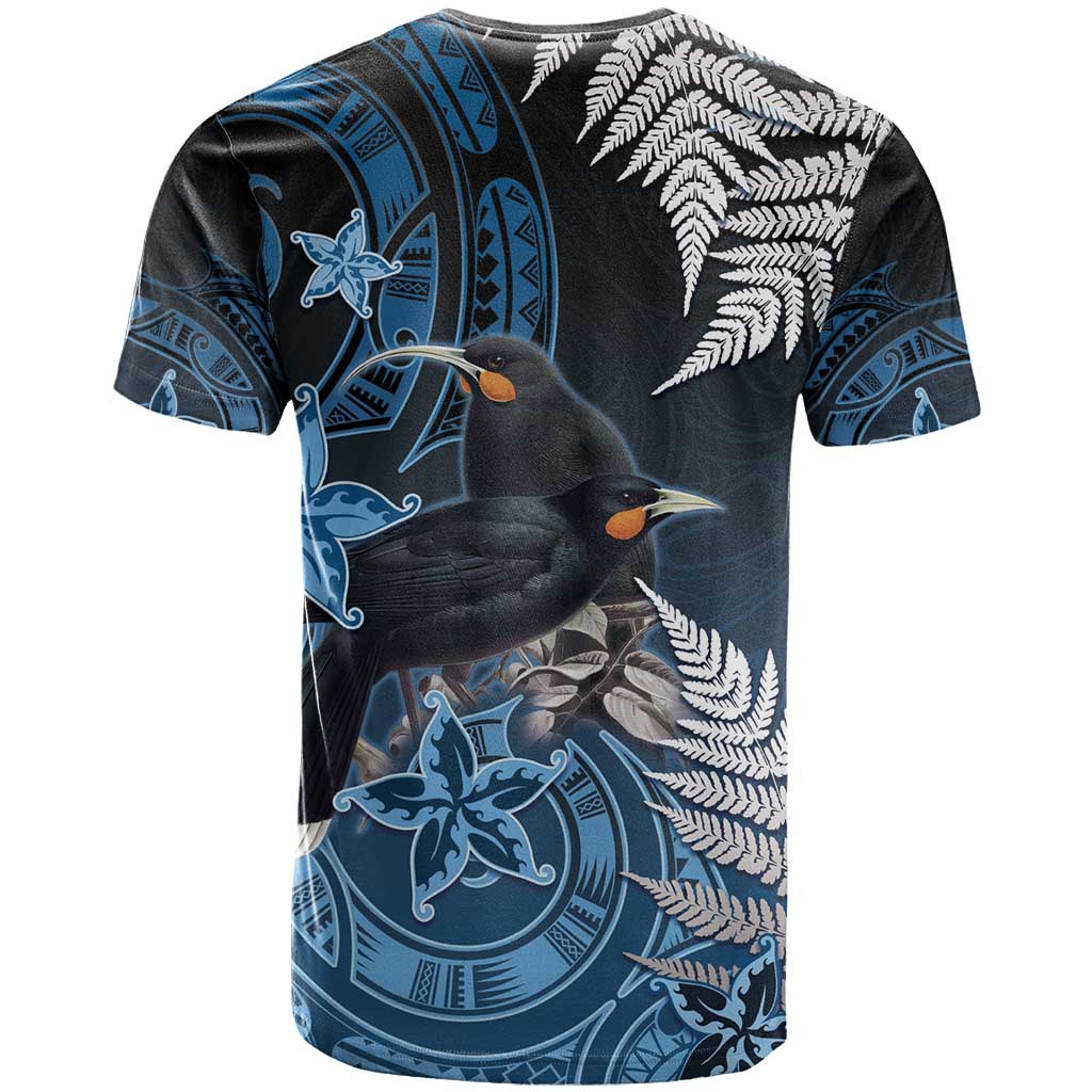 New Zealand Huia Bird T Shirt Aotearoa Maori Pattern