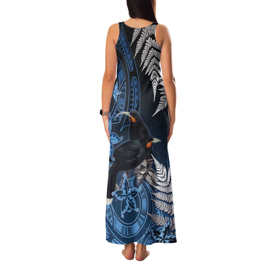 New Zealand Huia Bird Tank Maxi Dress Aotearoa Maori Pattern LT05 - Polynesian Pride