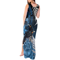 New Zealand Huia Bird Tank Maxi Dress Aotearoa Maori Pattern LT05 - Polynesian Pride