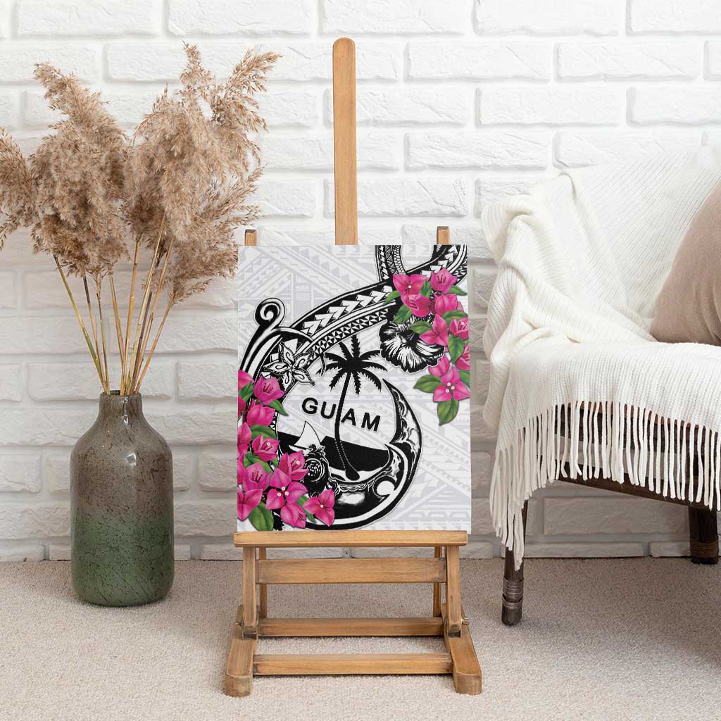 Guam Chamorro Canvas Wall Art Bougainvillea White Polynesian Tribal Pattern