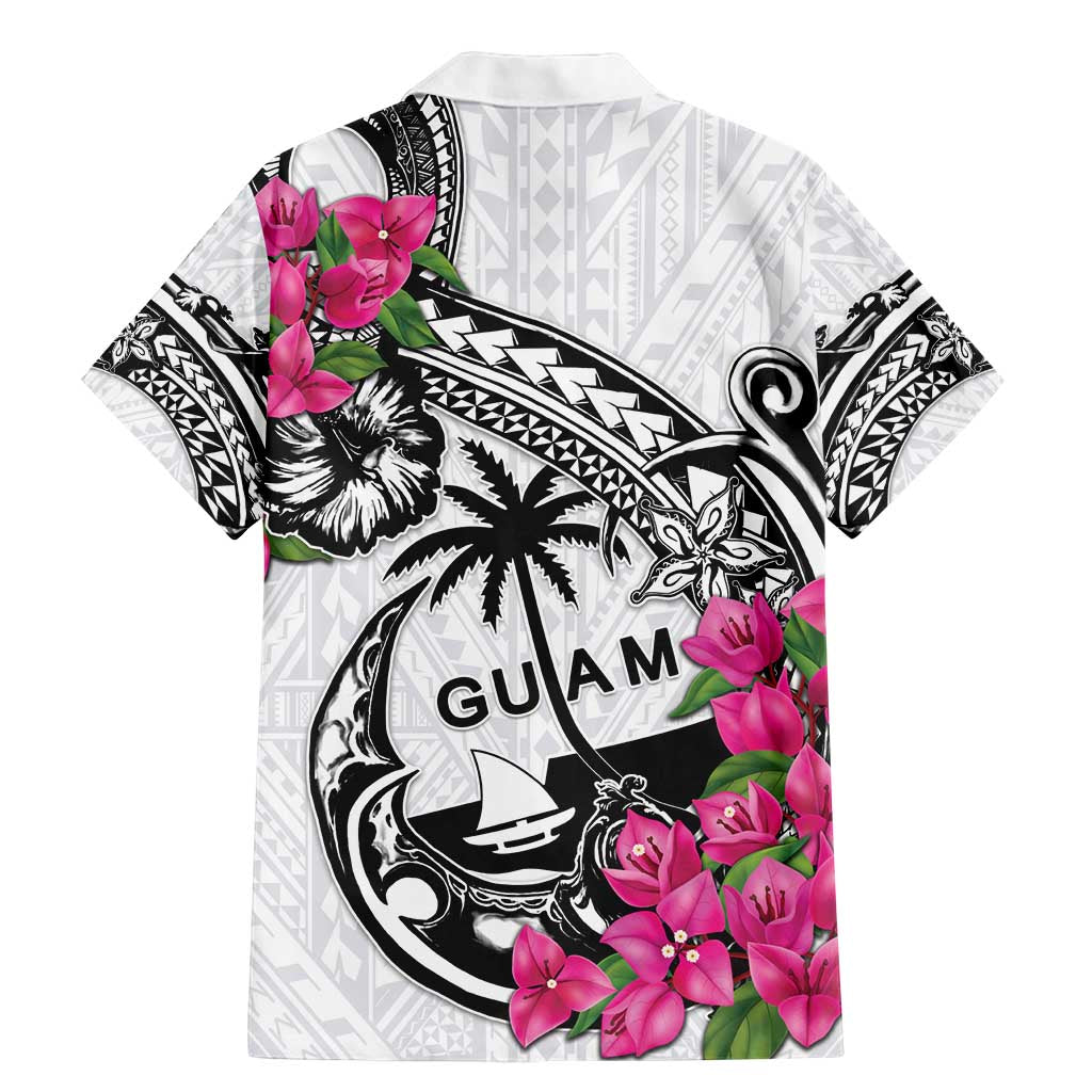 Guam Chamorro Family Matching Mermaid Dress and Hawaiian Shirt Bougainvillea White Polynesian Tribal Pattern