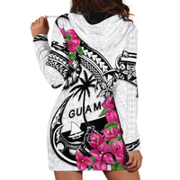 Guam Chamorro Hoodie Dress Bougainvillea White Polynesian Tribal Pattern