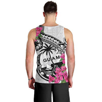 Guam Chamorro Men Tank Top Bougainvillea White Polynesian Tribal Pattern