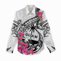Guam Chamorro Women Casual Shirt Bougainvillea White Polynesian Tribal Pattern