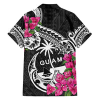 Guam Chamorro Family Matching Short Sleeve Bodycon Dress and Hawaiian Shirt Bougainvillea Black Polynesian Tribal Pattern LT05 - Polynesian Pride