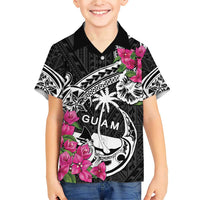 Guam Chamorro Family Matching Short Sleeve Bodycon Dress and Hawaiian Shirt Bougainvillea Black Polynesian Tribal Pattern LT05 Son's Shirt Black - Polynesian Pride