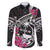 Guam Chamorro Family Matching Tank Maxi Dress and Hawaiian Shirt Bougainvillea Black Polynesian Tribal Pattern
