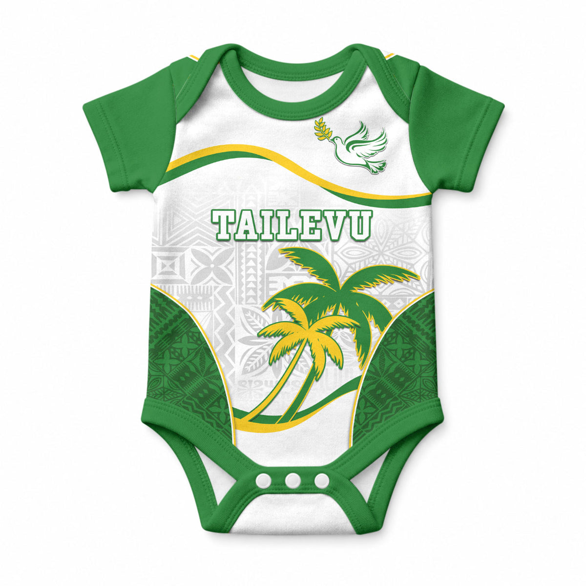 Custom Tailevu Rugby Baby Onesie Fiji Tapa Pattern