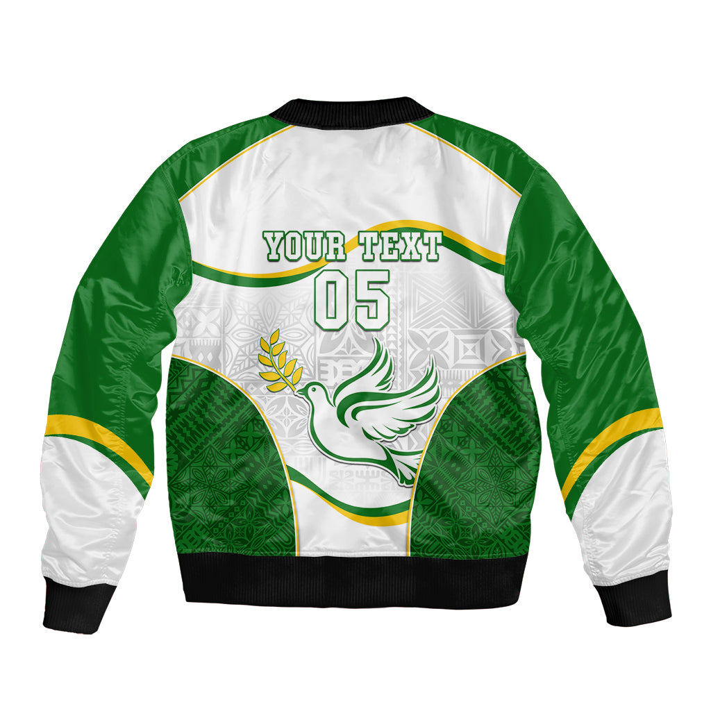 Custom Tailevu Rugby Bomber Jacket Fiji Tapa Pattern LT05 - Polynesian Pride