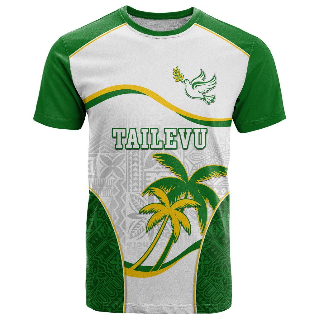 Custom Tailevu Rugby T Shirt Fiji Tapa Pattern LT05 Green - Polynesian Pride