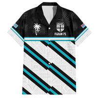 Custom Fiji Rugby Family Matching Off Shoulder Maxi Dress and Hawaiian Shirt Fijian 7s With Tapa Pattern LT05 Dad's Shirt - Short Sleeve White - Polynesian Pride