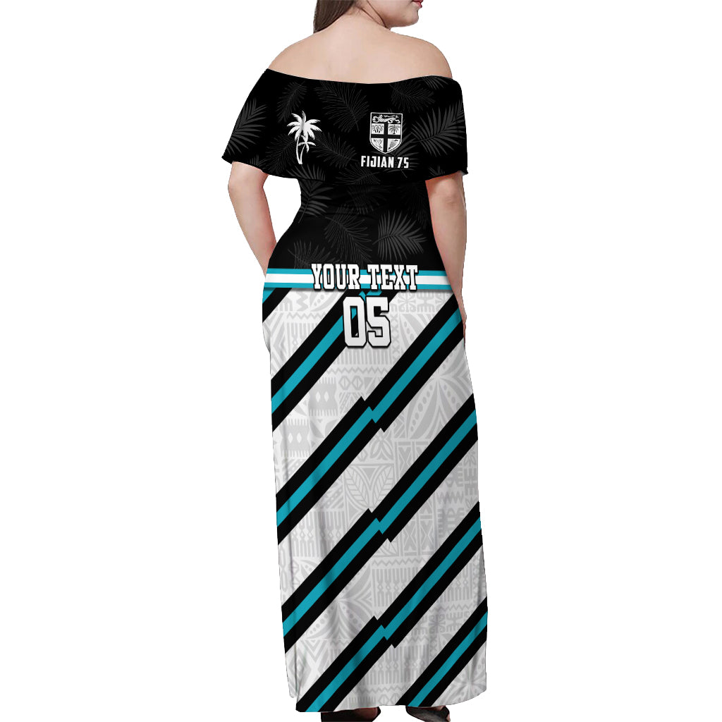 Custom Fiji Rugby Off Shoulder Maxi Dress Fijian 7s With Tapa Pattern LT05 - Polynesian Pride
