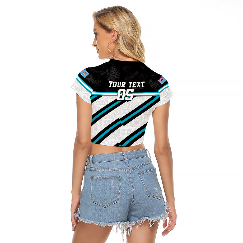 Custom Fiji Rugby Raglan Cropped T Shirt Fijian 7s With Tapa Pattern LT05 - Polynesian Pride