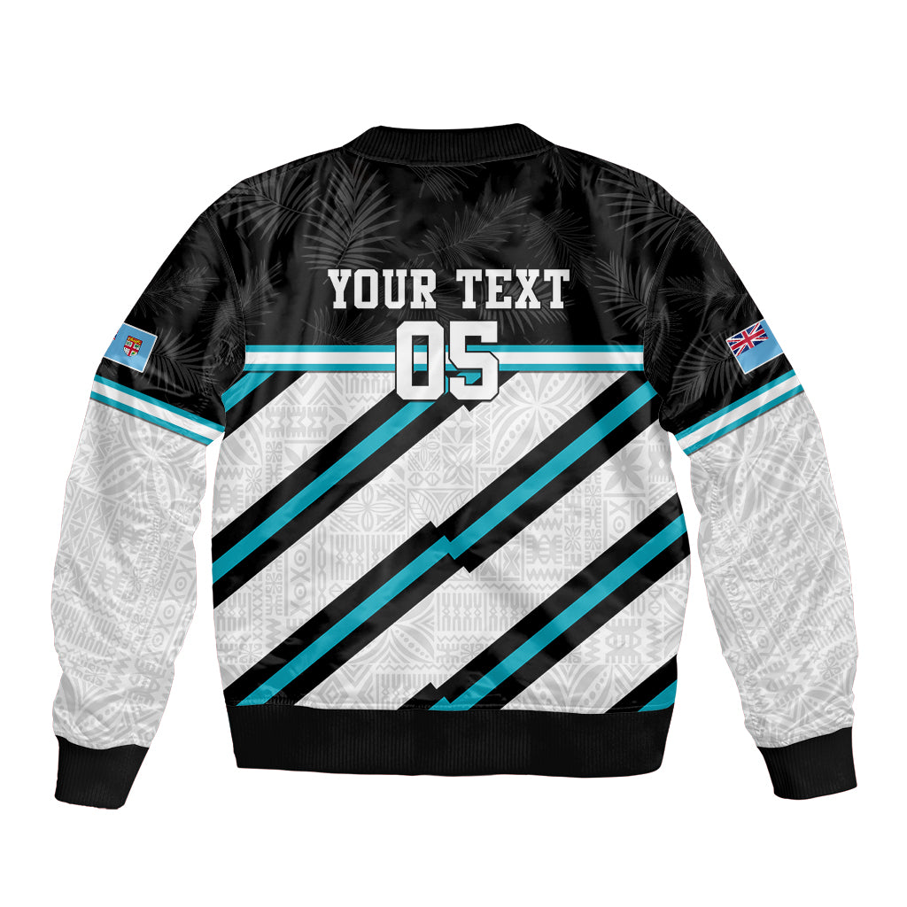 Custom Fiji Rugby Sleeve Zip Bomber Jacket Fijian 7s With Tapa Pattern LT05 - Polynesian Pride