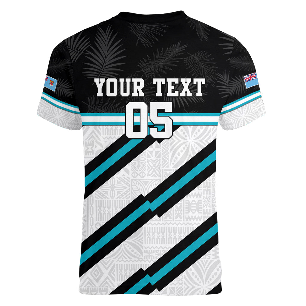 Custom Fiji Rugby Women V Neck T Shirt Fijian 7s With Tapa Pattern LT05 - Polynesian Pride