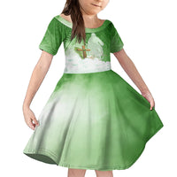 Happy Palm Sunday Family Matching Off Shoulder Maxi Dress and Hawaiian Shirt With Polynesian Pattern LT05 Daughter's Dress Green - Polynesian Pride