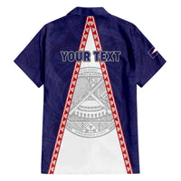 Personalised American Samoa Flag Day Family Matching Long Sleeve Bodycon Dress and Hawaiian Shirt Flag Style