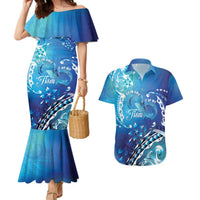 Polynesia Autism Awareness Couples Matching Mermaid Dress and Hawaiian Shirt Be In Awe Of My 'Tism