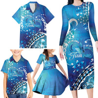 Polynesia Autism Awareness Family Matching Long Sleeve Bodycon Dress and Hawaiian Shirt Be In Awe Of My 'Tism LT05 - Polynesian Pride