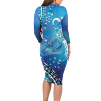 Polynesia Autism Awareness Family Matching Long Sleeve Bodycon Dress and Hawaiian Shirt Be In Awe Of My 'Tism LT05 - Polynesian Pride