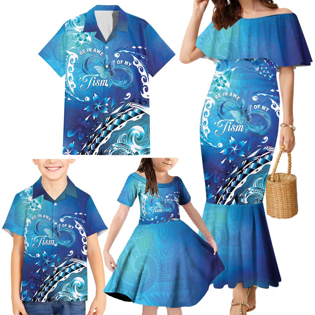 Polynesia Autism Awareness Family Matching Mermaid Dress and Hawaiian Shirt Be In Awe Of My 'Tism LT05 - Polynesian Pride