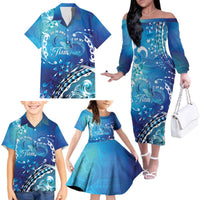 Polynesia Autism Awareness Family Matching Off The Shoulder Long Sleeve Dress and Hawaiian Shirt Be In Awe Of My 'Tism LT05 - Polynesian Pride