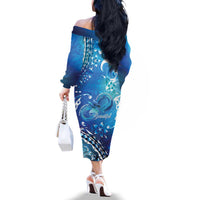 Polynesia Autism Awareness Family Matching Off The Shoulder Long Sleeve Dress and Hawaiian Shirt Be In Awe Of My 'Tism LT05 - Polynesian Pride