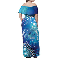 Polynesia Autism Awareness Family Matching Off Shoulder Maxi Dress and Hawaiian Shirt Be In Awe Of My 'Tism LT05 - Polynesian Pride