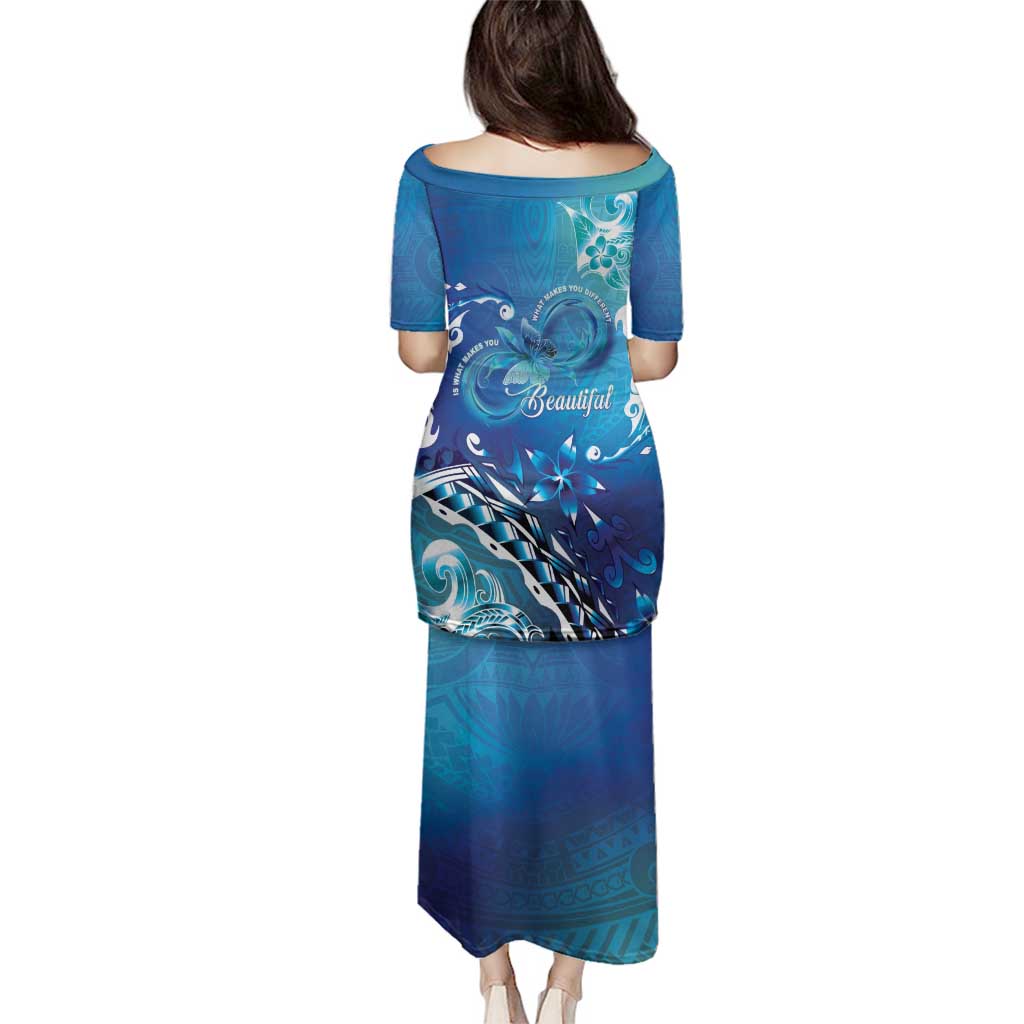 Polynesia Autism Awareness Family Matching Puletasi and Hawaiian Shirt Be In Awe Of My 'Tism LT05 - Polynesian Pride