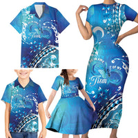 Polynesia Autism Awareness Family Matching Short Sleeve Bodycon Dress and Hawaiian Shirt Be In Awe Of My 'Tism LT05 - Polynesian Pride