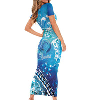 Polynesia Autism Awareness Family Matching Short Sleeve Bodycon Dress and Hawaiian Shirt Be In Awe Of My 'Tism LT05 - Polynesian Pride