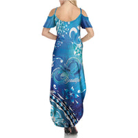 Polynesia Autism Awareness Family Matching Summer Maxi Dress and Hawaiian Shirt Be In Awe Of My 'Tism LT05 - Polynesian Pride