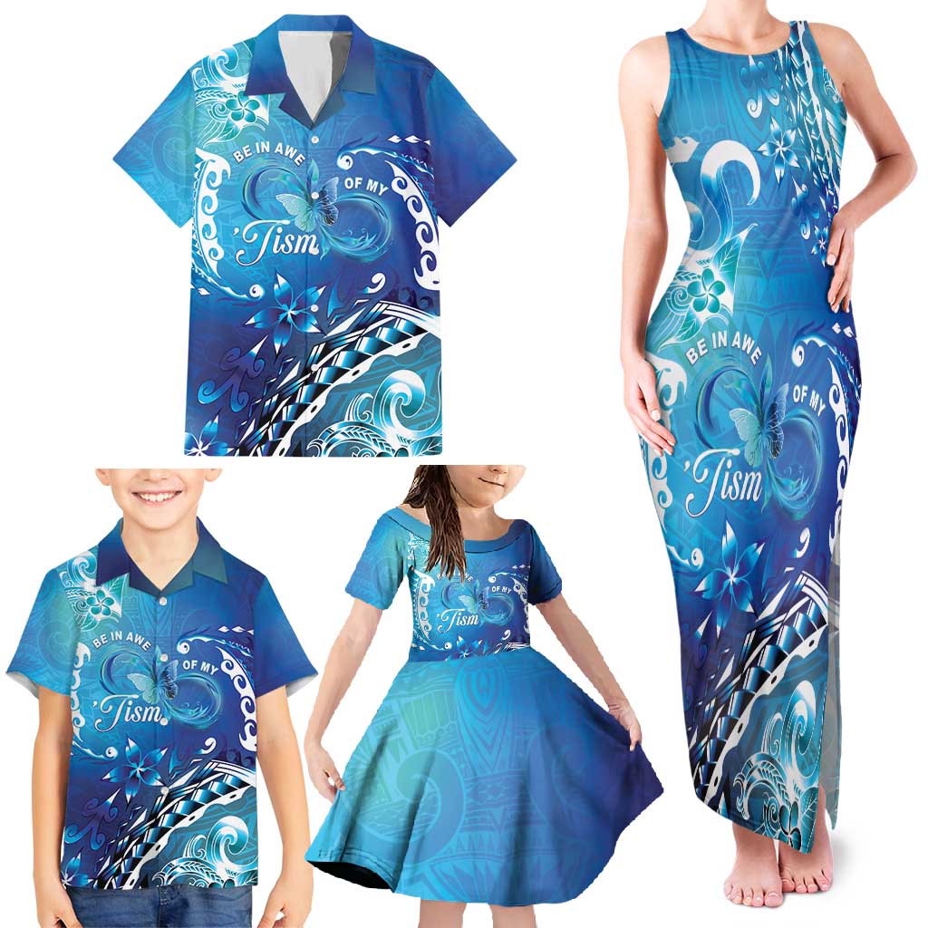 Polynesia Autism Awareness Family Matching Tank Maxi Dress and Hawaiian Shirt Be In Awe Of My 'Tism LT05 - Polynesian Pride