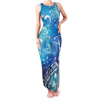 Polynesia Autism Awareness Family Matching Tank Maxi Dress and Hawaiian Shirt Be In Awe Of My 'Tism LT05 Mom's Dress Blue - Polynesian Pride