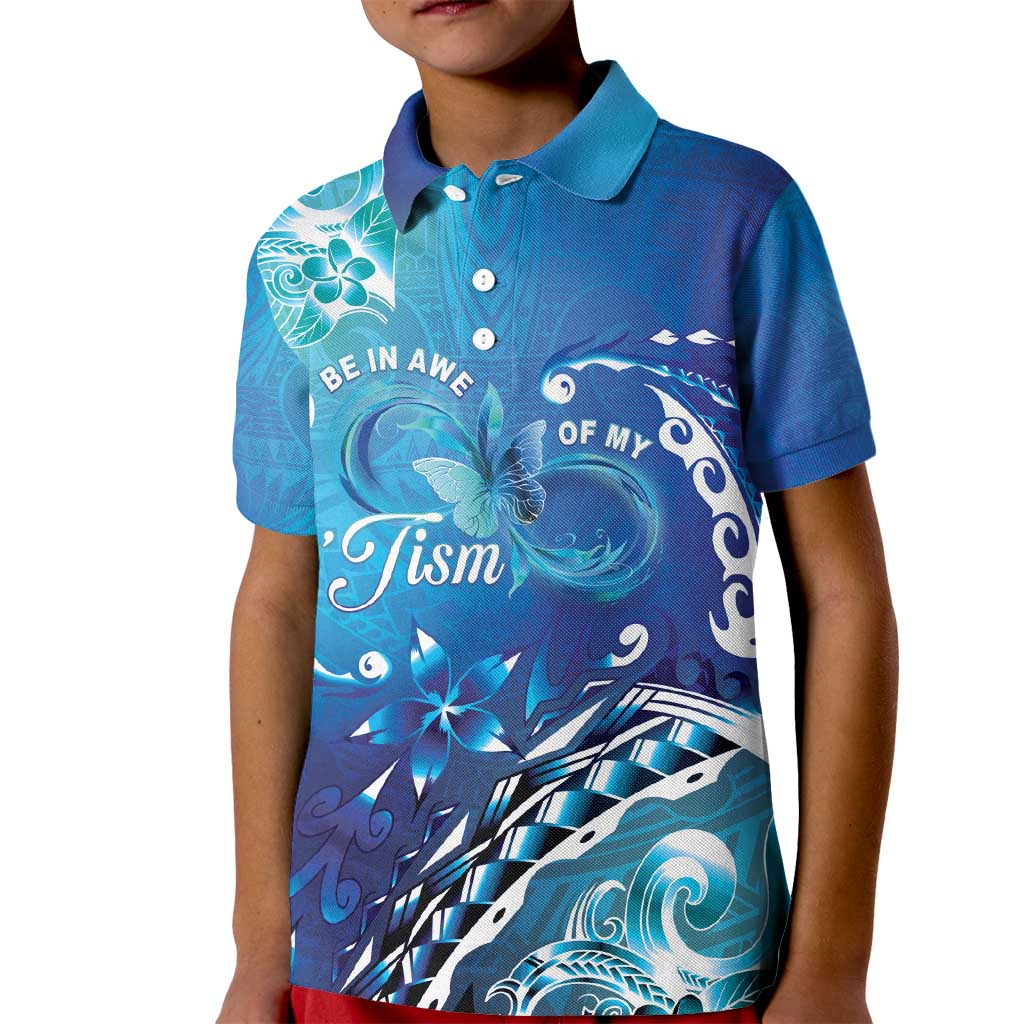 Polynesia Autism Awareness Kid Polo Shirt Be In Awe Of My 'Tism