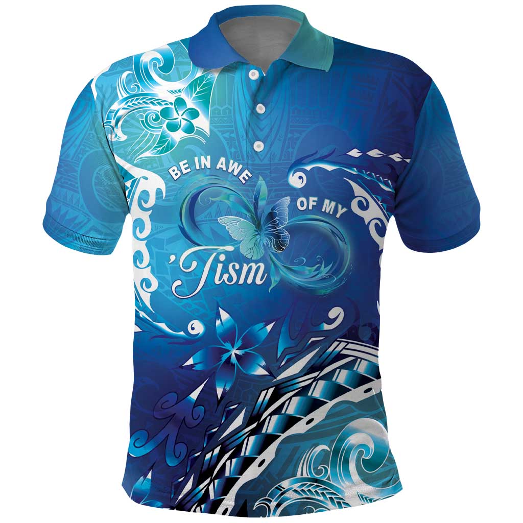 Polynesia Autism Awareness Polo Shirt Be In Awe Of My 'Tism