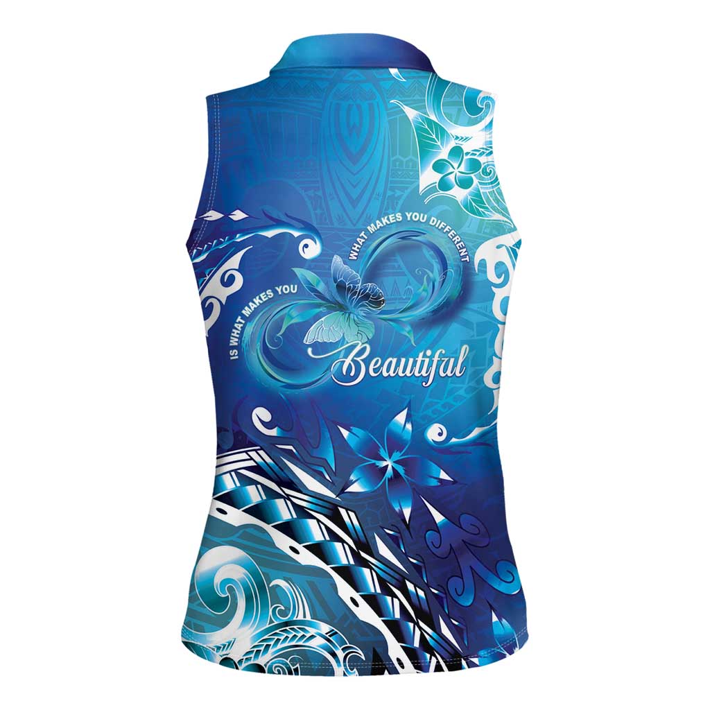 Polynesia Autism Awareness Women Sleeveless Polo Shirt Be In Awe Of My 'Tism