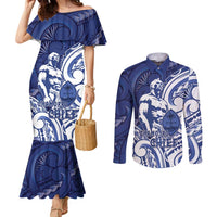 Guam Chief Kepuha Couples Matching Mermaid Dress and Long Sleeve Button Shirt Chamorro Pride