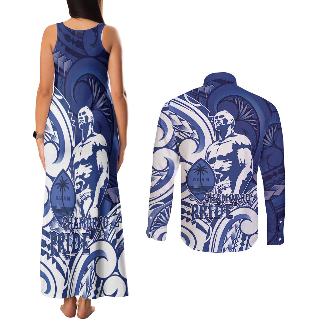 Guam Chief Kepuha Couples Matching Tank Maxi Dress and Long Sleeve Button Shirt Chamorro Pride