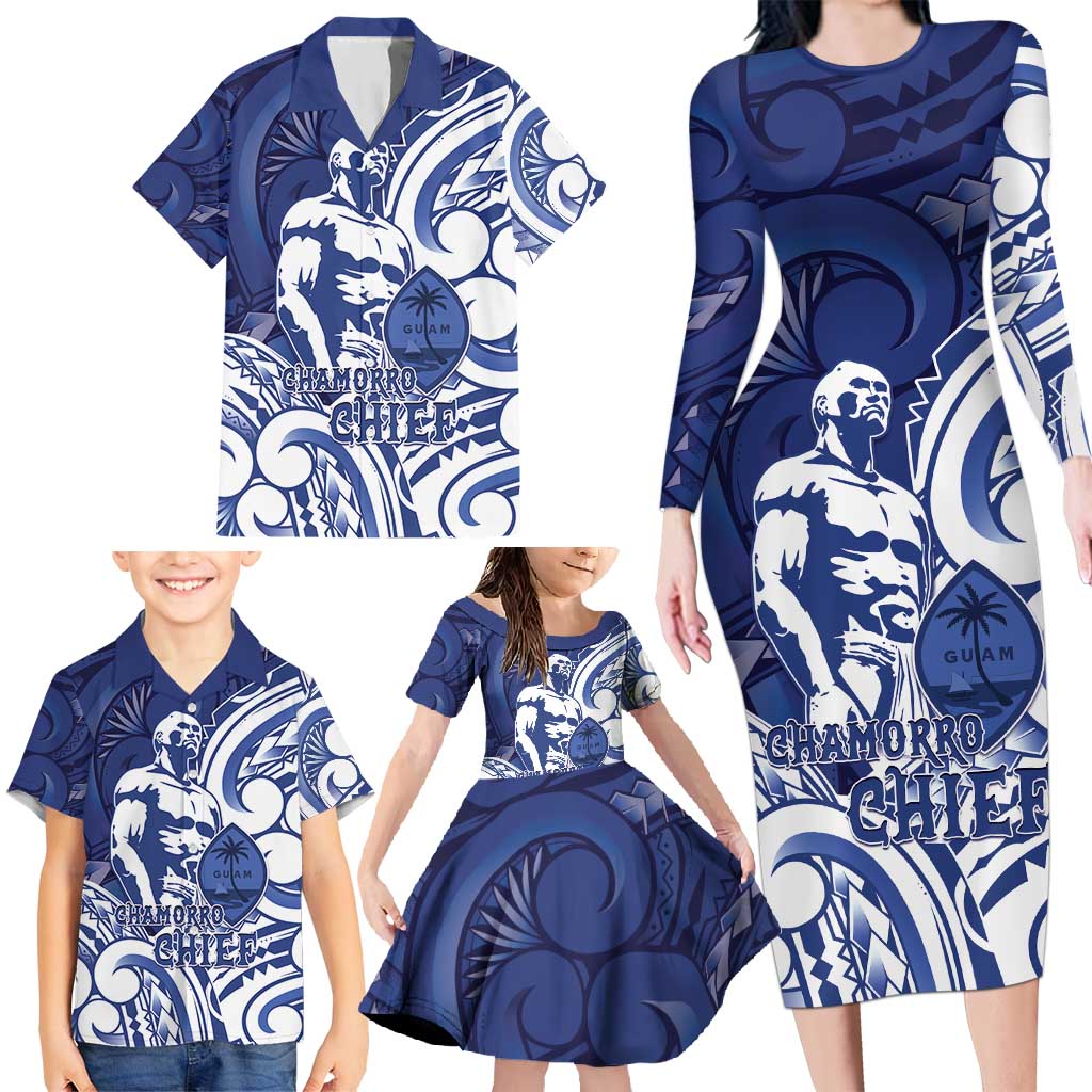 Guam Chief Kepuha Family Matching Long Sleeve Bodycon Dress and Hawaiian Shirt Chamorro Pride LT05 - Polynesian Pride