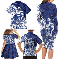 Guam Chief Kepuha Family Matching Long Sleeve Bodycon Dress and Hawaiian Shirt Chamorro Pride LT05 - Polynesian Pride