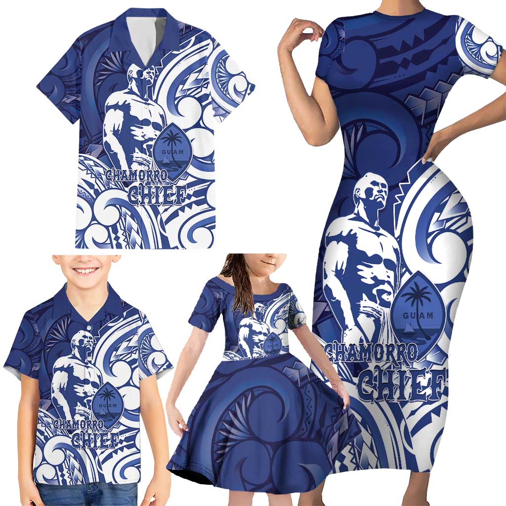 Guam Chief Kepuha Family Matching Short Sleeve Bodycon Dress and Hawaiian Shirt Chamorro Pride LT05 - Polynesian Pride