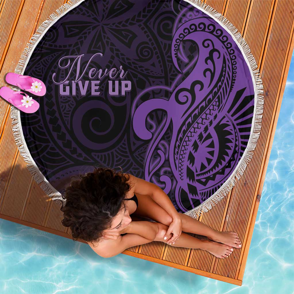 Lupus Warrior Beach Blanket Never Give Up Polynesian Style