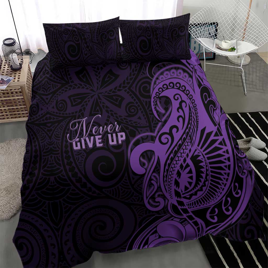 Lupus Warrior Bedding Set Never Give Up Polynesian Style