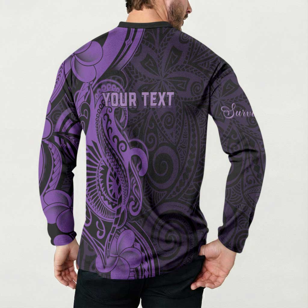 Personalised Lupus Warrior Button Sweatshirt Never Give Up Polynesian Style